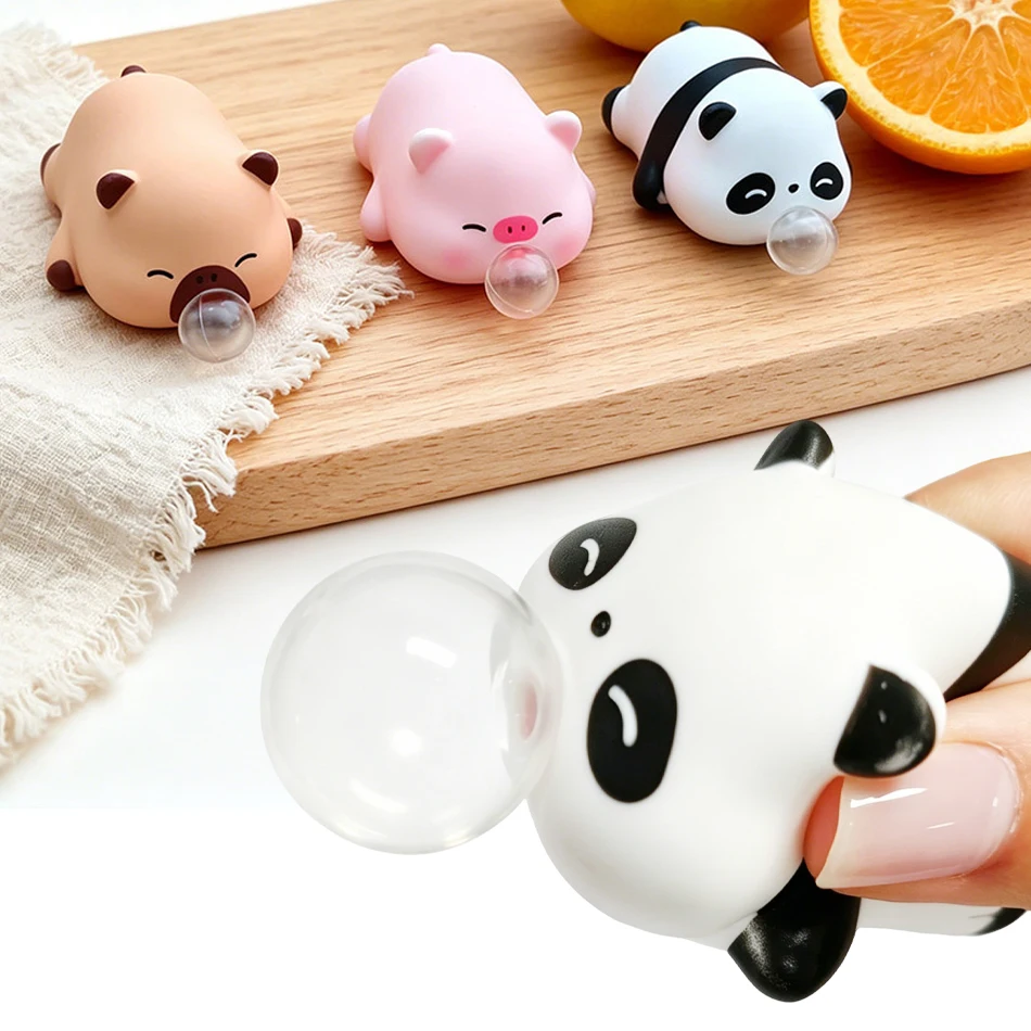 Niedliche Seifenblasen-Tierfiguren zum Quetschen, Panda & Schwein Squishy-Ornamente für Schreibtisch und Angstlinderung