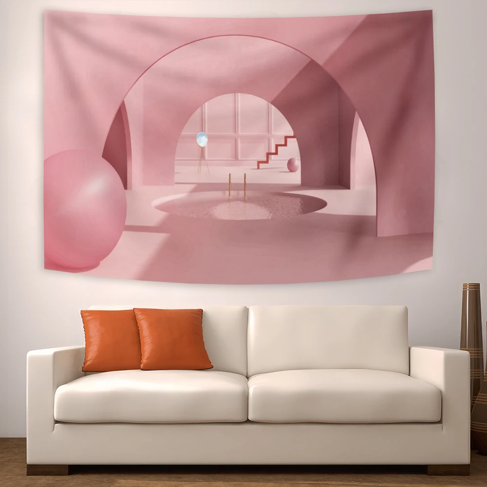 Ins tapeçaria pôr do sol janela pendurado parede cenário fundo para sala quarto cabeceira dormitório decorações rosa lua tapeçarias