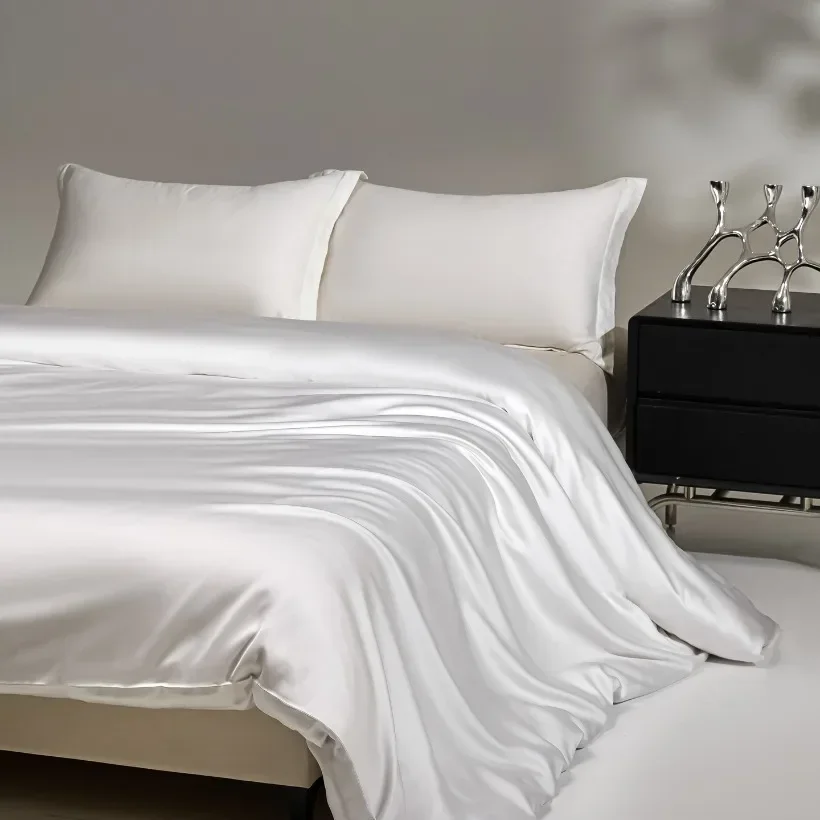 3/4pcs Mulberry Silk Bedding Set Duvet Cover Flat Sheet Pillowcase Set Natural Silk Single Queen King Duvet Set Gift Box