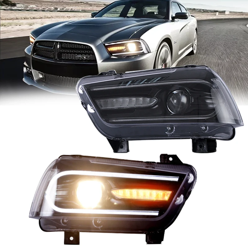 

2pcs Car Styling for charger Headlight 2011 2012 2013 2014 charger LED DRL+Dynamic turn signal Bi-Xenon headlight Accessories