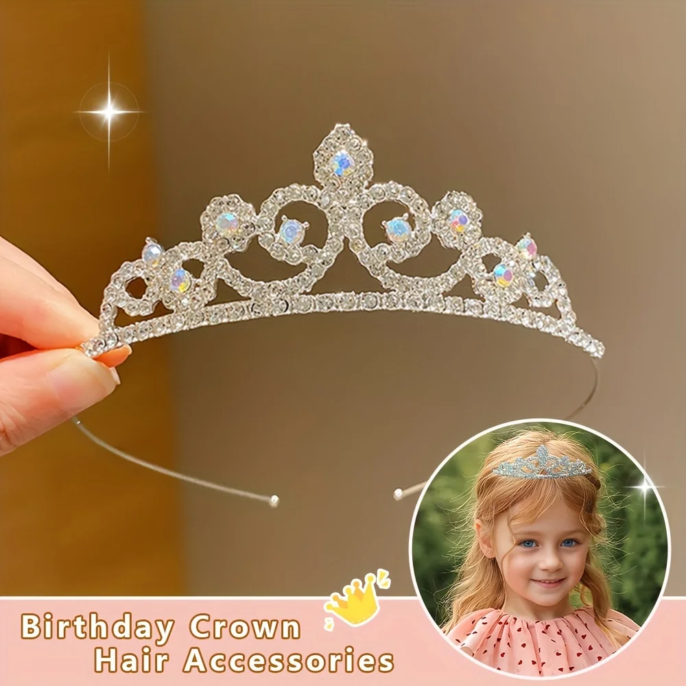 Argola de cabelo de coroa fofa infantil de 1 peça para presentes de aniversário para meninas