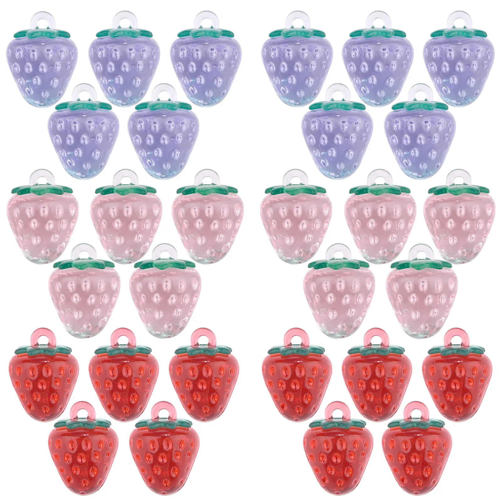 10pcs Red Pink Strawberry Shape Acrylic Charms For DIY Key Chain Necklace Pendants Ornament DIY Jewelry Making Accessories