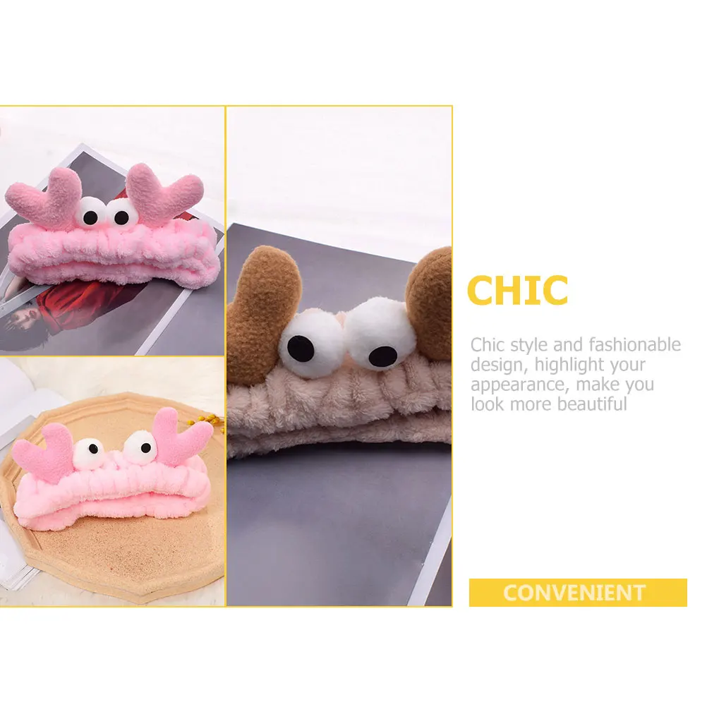 

2Pcs Chic Crab Shaped Washing Headbands Comfortable Elastic Hairbands Washing Supplies Makeup Headbands