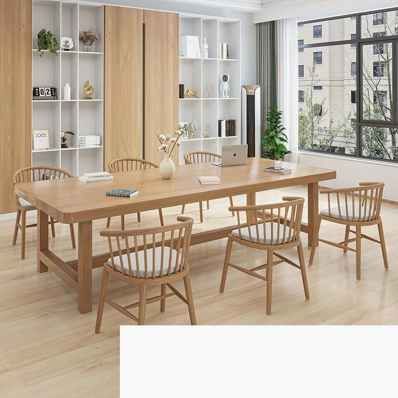 Japanese all-solid wood large desk home workbench log color living room long table learning computer desk writing desk