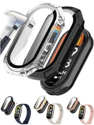 Silicone Straps+case For Xiaomi Mi band 8-9 Belt Replacement miband 9 sport Bracelet smart band 9 8 waterproof cover Accessories