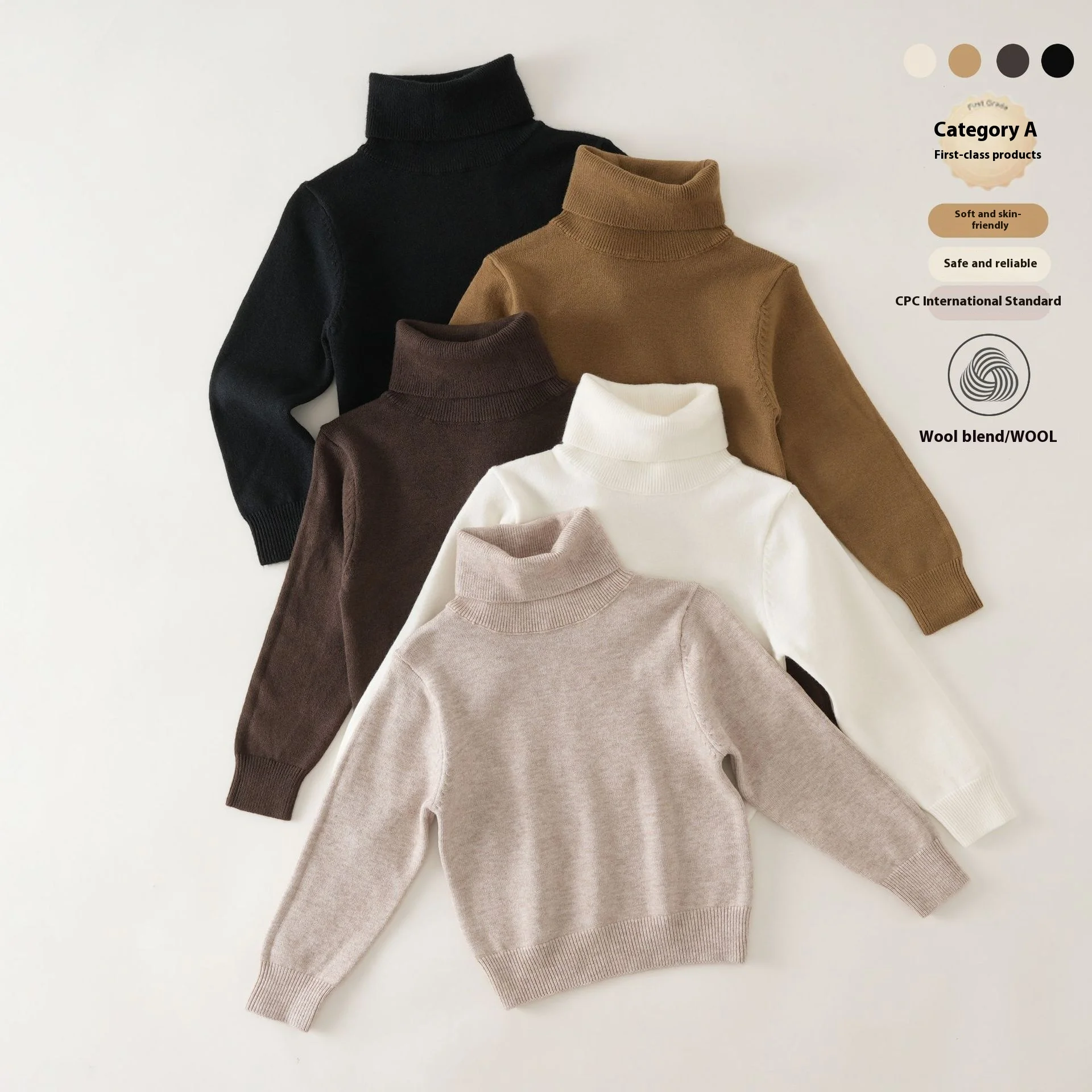 

Teen Kids High Neck Sweater Autumn Winter Unisex Solid Color Knitted Pullover Casual Soft Warm Tops for Boys Girls 2-13 Years