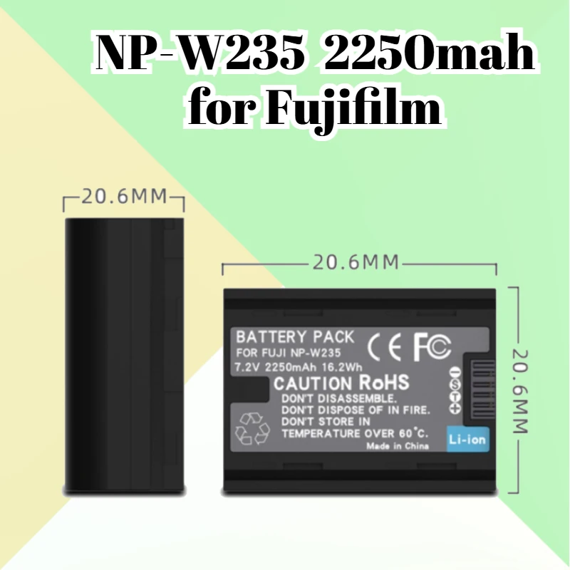 

NP W235 Аккумулятор 2250 мАч, полностью декодированная замена для камеры Fujifilm XT4 XT5 XH2 XH2S GFX100S GFX100 II GFX50S II XS20 XS10