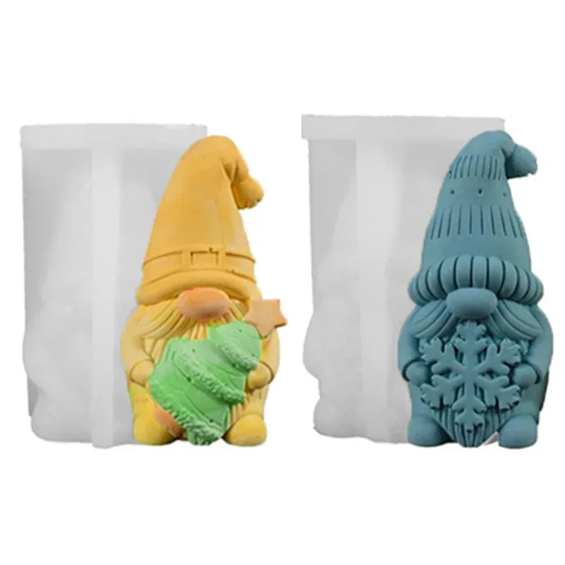 

TOPLIVING 2Pcs Silicone Gnome Moulds Gnome & Snowflake Mold DIY Aromatherapy Candle Mold Christmas Goblin Casting Mould for Xmas