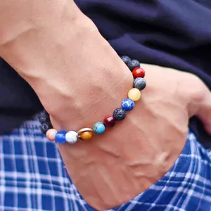 Único oito planetas pulseira homme feminino 6mm 8mm natural rocha vulcânica braslet lápis-lazúli frisado brazalete chakra braclet 10 principais vendas fato de gala homem - №2