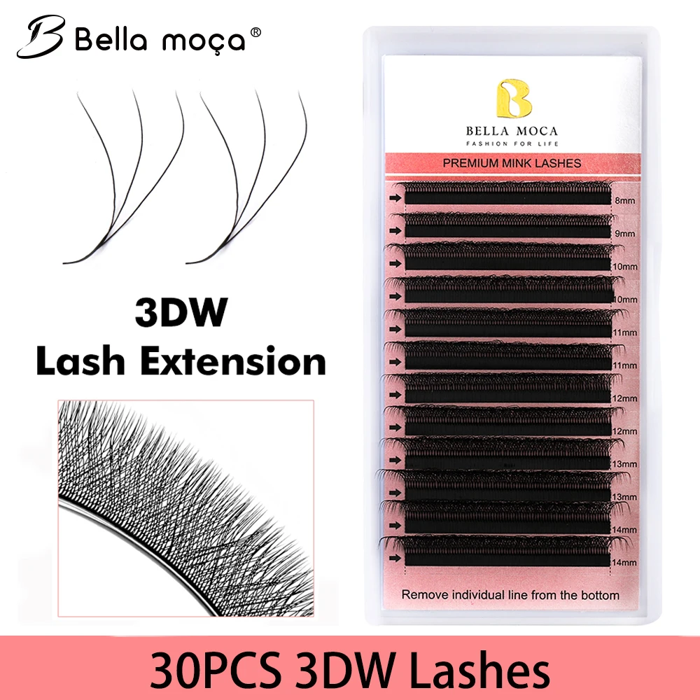 3D W Lashes 30PCS 3DW Shape Lashes 3DW Lash Curl C/D Mix 8-14mm Cilios 3D Fake Eyelashes Extension Brazilian Cilia Free Shipping