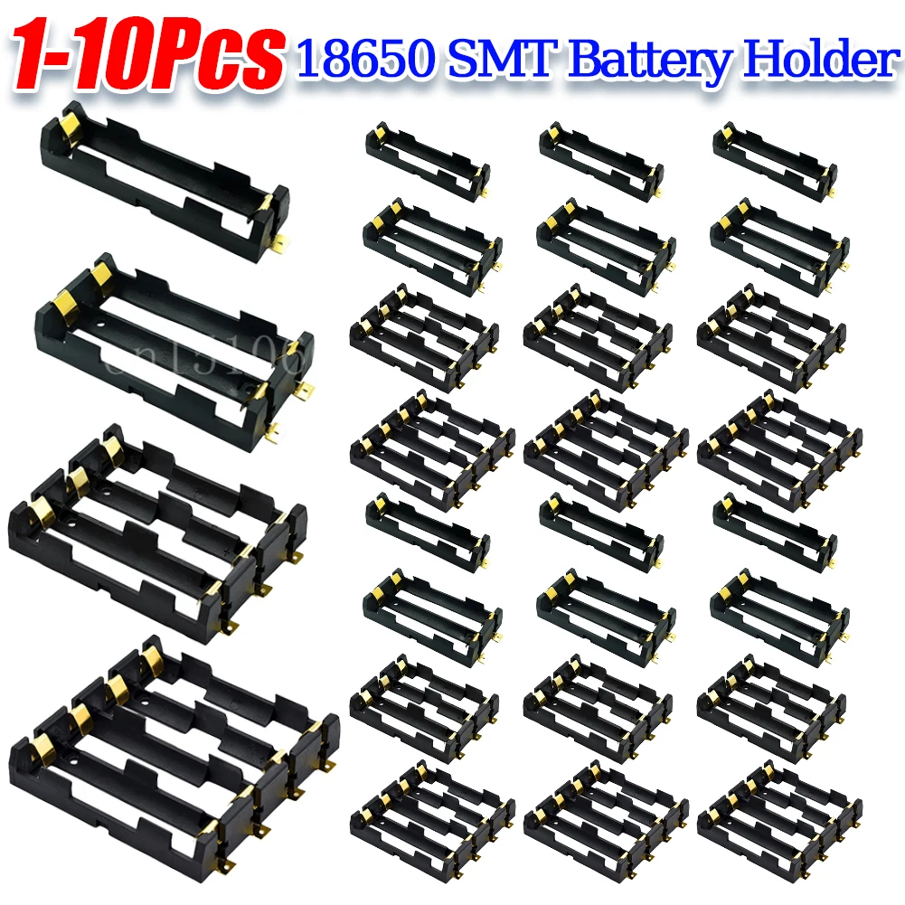 1-5Pcs 18650 SMT Battery Holder 18650 SMD Battery Box with Bronze Pins Rechargeable Battery Holder Clip Storage Case Power Bank