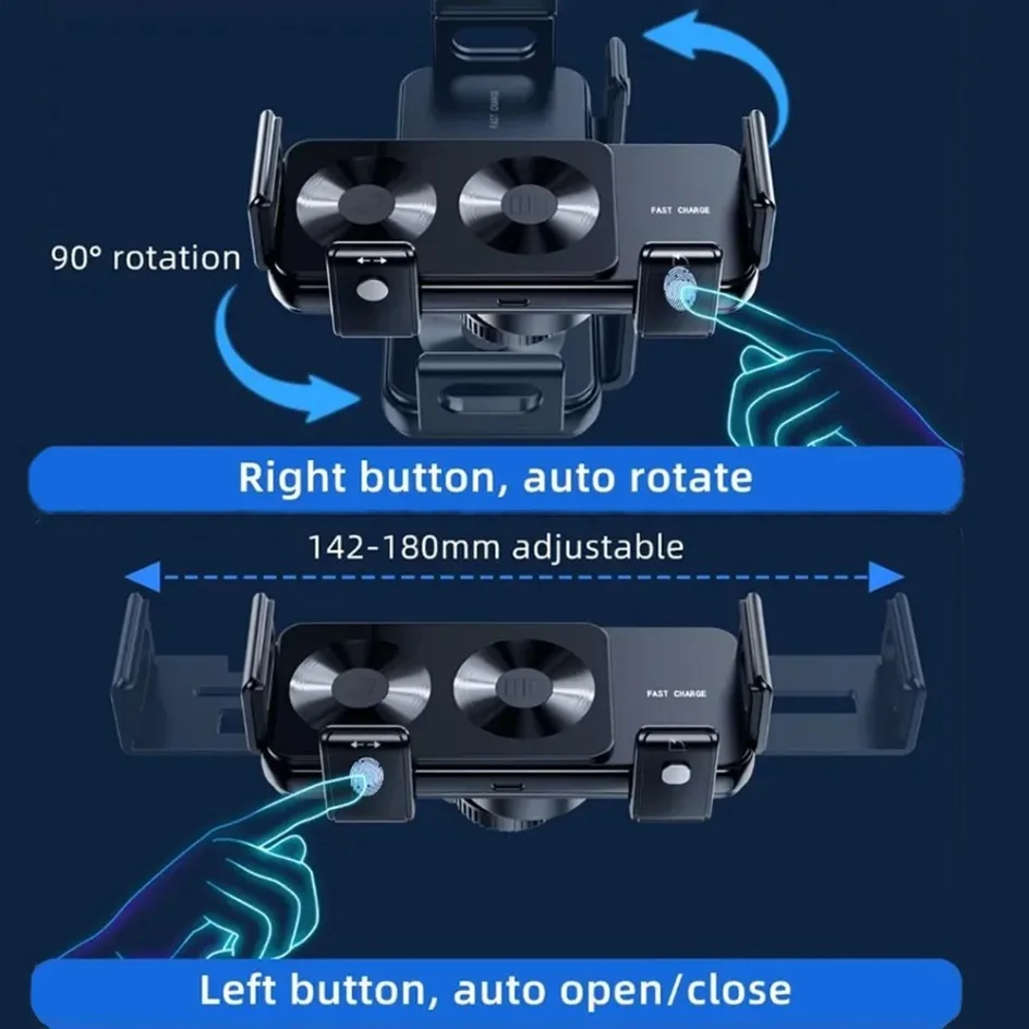 

Wireless Car Charger for Samsung Galaxy Z Fold 2-6 Rotatable Dual Coils Fast Charging Phone Holder for Pixel 9 Pro iPhone 16 15