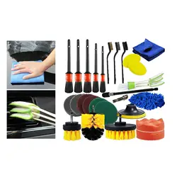 26 Pieces Car Brushes Kit Detailing Brush Set Polishing Cleaning Tool Set for Car Motorcycle Tire Rim Air Vents Wheel Cleaning