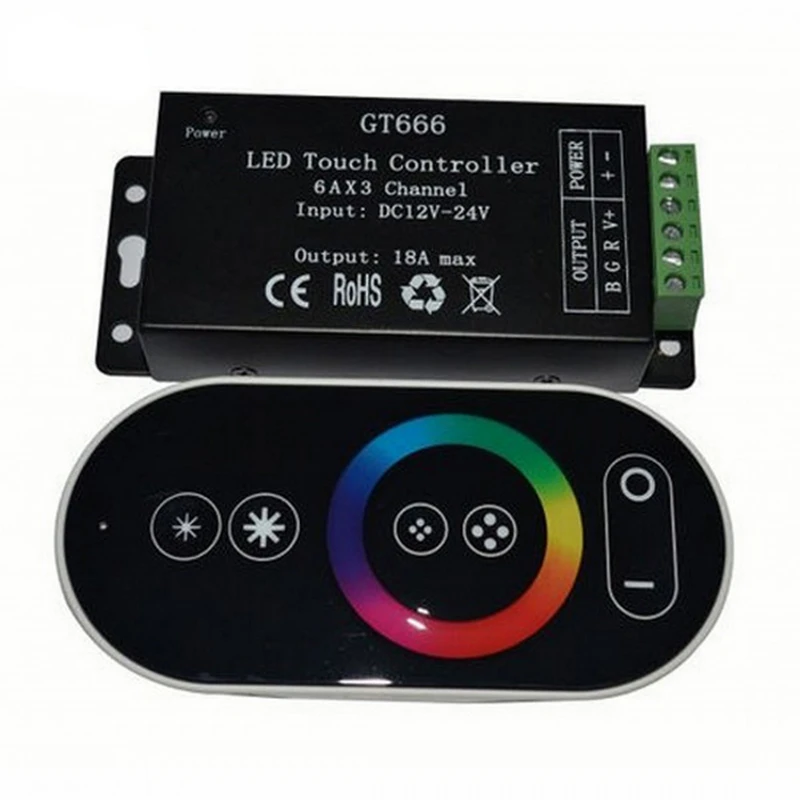 DC12V-24V 6Ax3channel 18A RF Wireless Touch RGB controller GT666 Touch Panel RGB led controller dimmer for led strip light tape