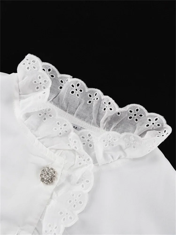 قمصان نسائية مكشكشة لامعة من Tossy قميص داخلي مرقع بأكمام طويلة ملابس غير رسمية للتنقل بلوزات نسائية أنيقة مجوفة #6