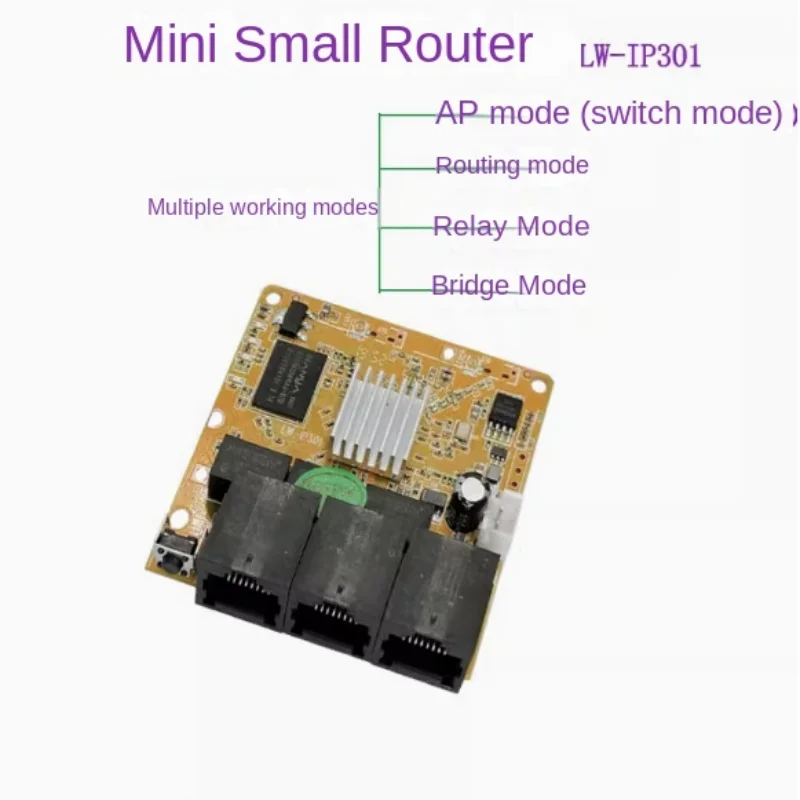 

3-port mini router WIFI module wide voltage 5-12V chassis built-in switch wireless LW-IP301