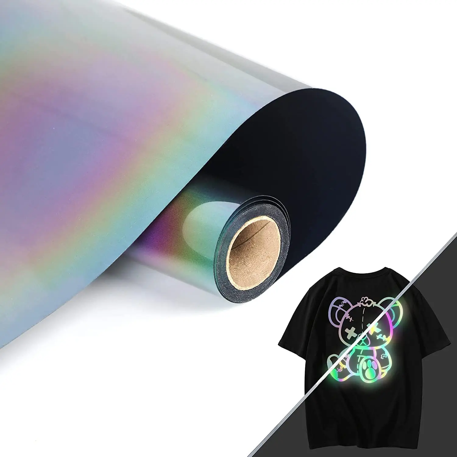 10 Différent color Reflective Heat transfer vinyls HTV for T Shirts Iron on transfer elastic vinyl roll weed heat transfer films