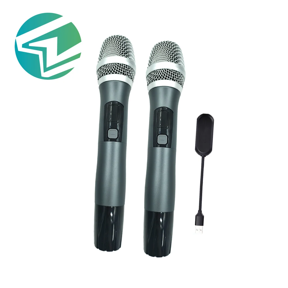 

Karaoke Compact 2 Channel Dual Handheld Portable Wireless Microphone System For Dslr Via USB To Aux Compatible With Iphone