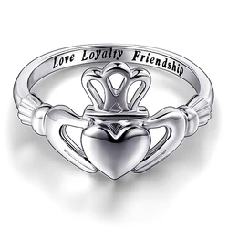 Huitan Creative Design Engagement Rings for Women Metal Silver Color Crown Hug Heart Shaped Female Finger-ring Statement Jewelry