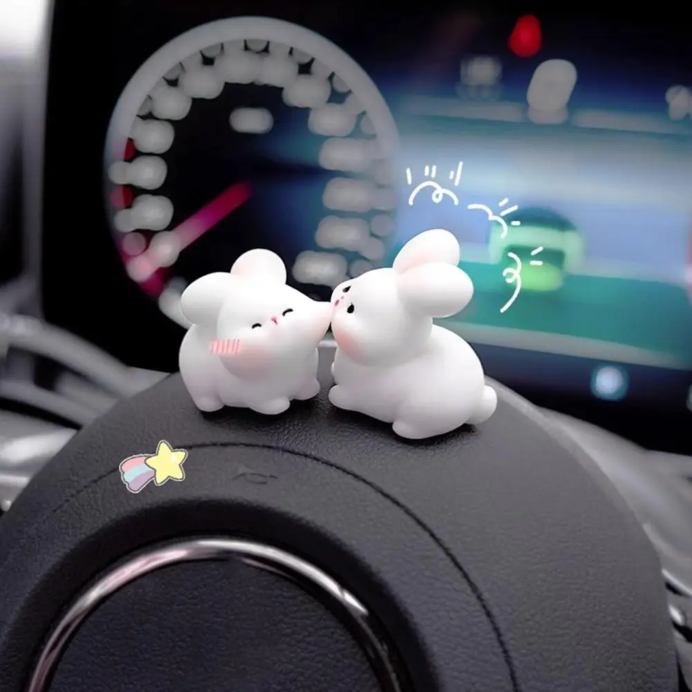2pcs Couple Animal Light Kiss Car Ornament Add Love Atmosphere Car Central Control, Rearview Mirror Decoration Ornament