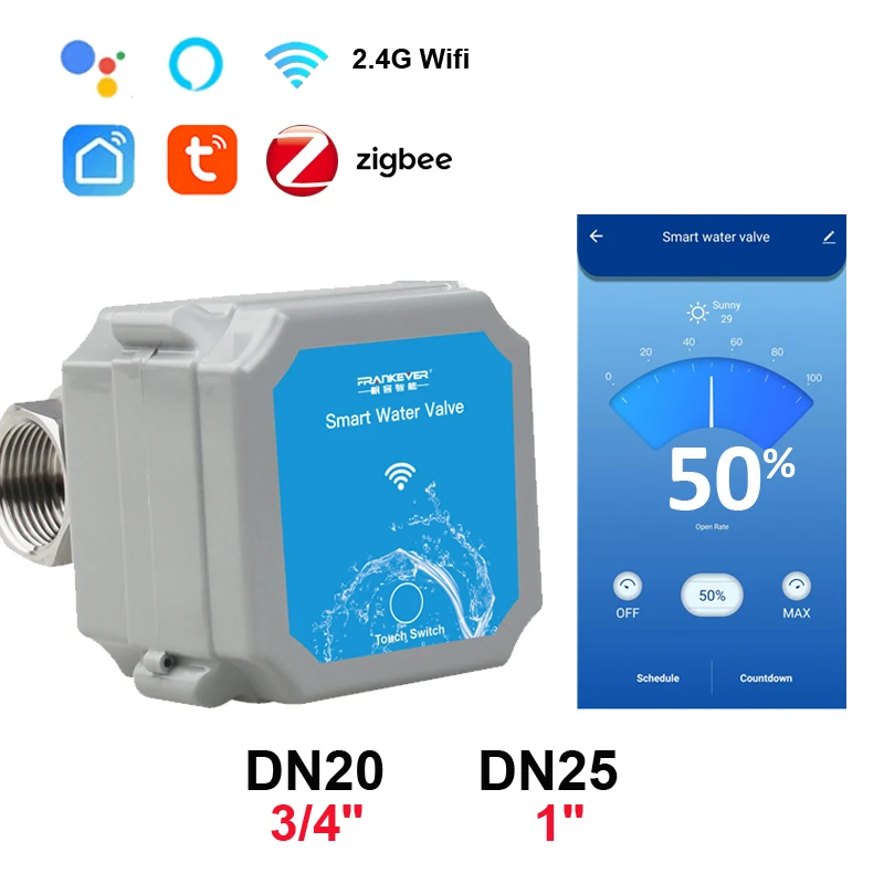 Tuya Zigbee Or Wifi Intelligent Water Ball Valve Shut off Rate 0% To 100% Garden Faucet Automation Controller Voice Control