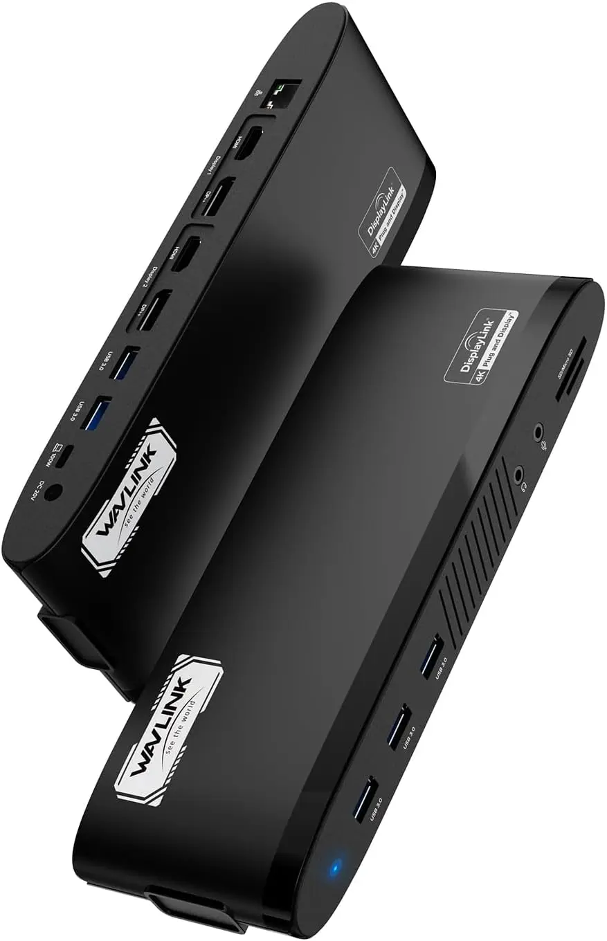 

Dual Monitor Docking Station for Mac M1/M2/M3/M4 & Windows,2 DP/2 HDMI 4K, SD/TF Card Readers, 5 USB Ports, Ethernet & Audio