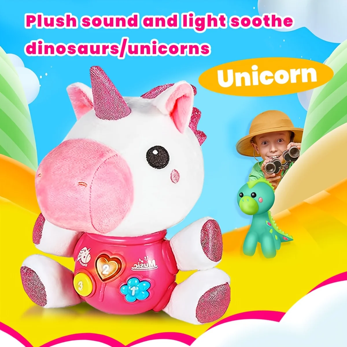 Juguete musical de peluche, muñeca sensorial educativa, juguete musical iluminado, regalos de cumpleaños de Navidad, accesorios de color aleatorio