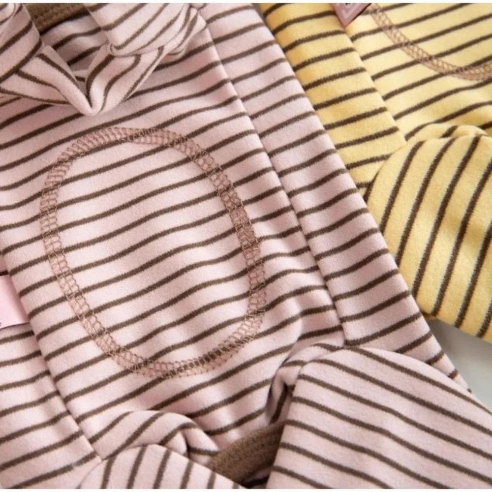 Elastic Four-Legged Dog Pajamas Soft Long Sleeves Striped Dog Base Shirt Belly Hugging Comfortable Pet Casual Wear Indoor Outfit
