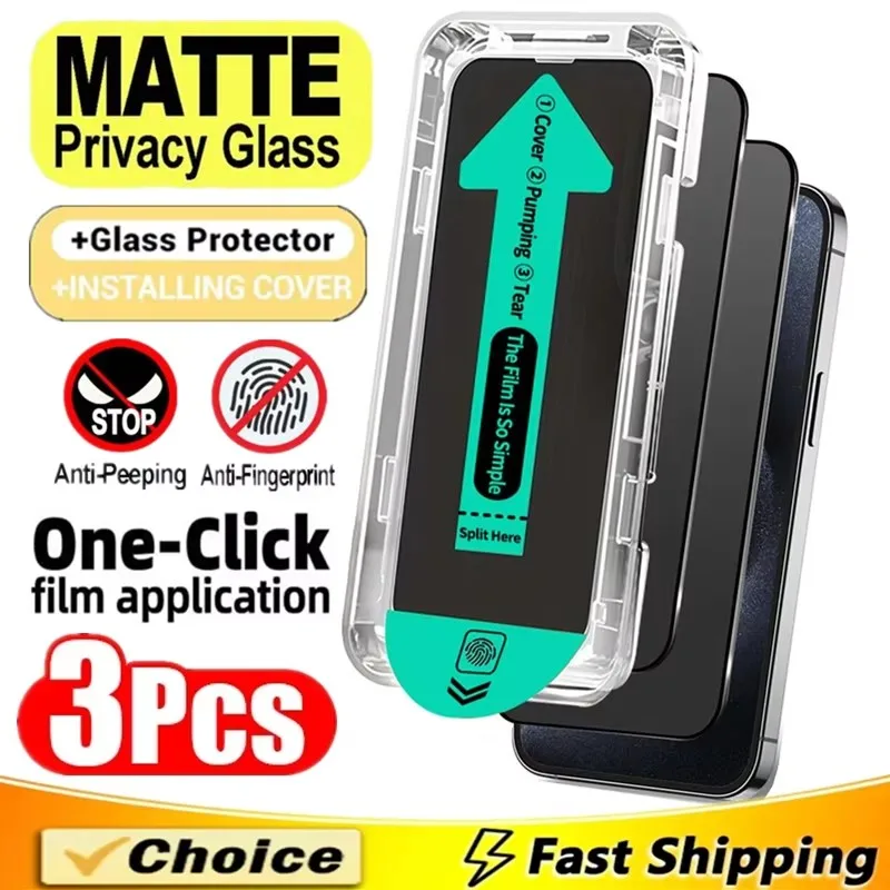 

3-Pack Matte Privacy Tempered Glass Screen Protectors Compatible with iPhone Series