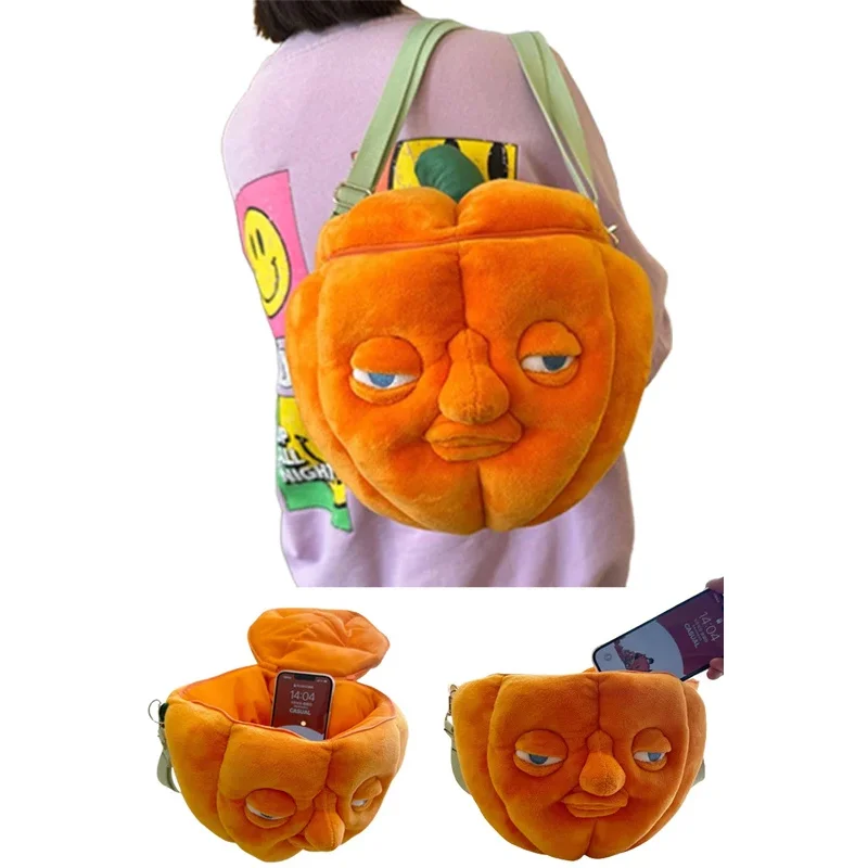 

Anime dungeon Meshi accessories pumpkin shoulder bag messenger bag props with zipper adjustable strap Halloween gift disguise