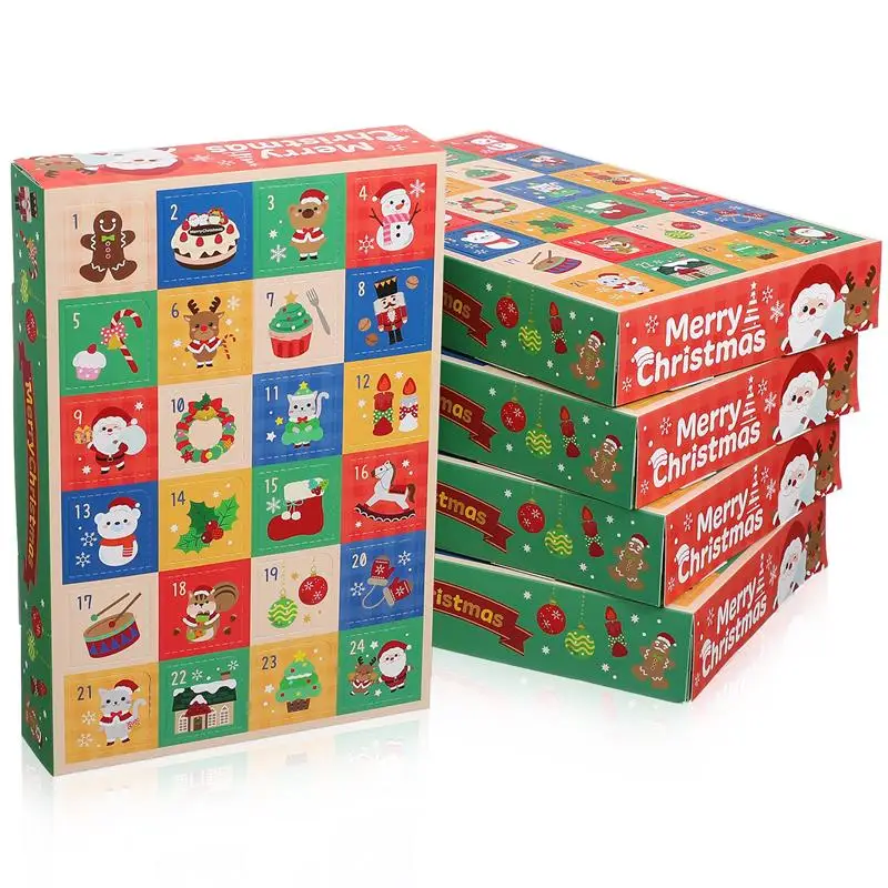 5/10pcs Christmas Countdown Advent Calendar Gift Boxes 24 Grids Empty Paper Boxes For Filling New Year Party Favors Navidad