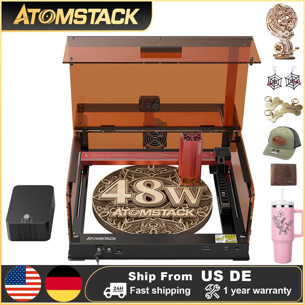 

AtomStack A48 Ultra 48W Laser Engraver With B3 Enclosure & Smart Camera For Engraving Cutting Wood Acrylic Installation-Free