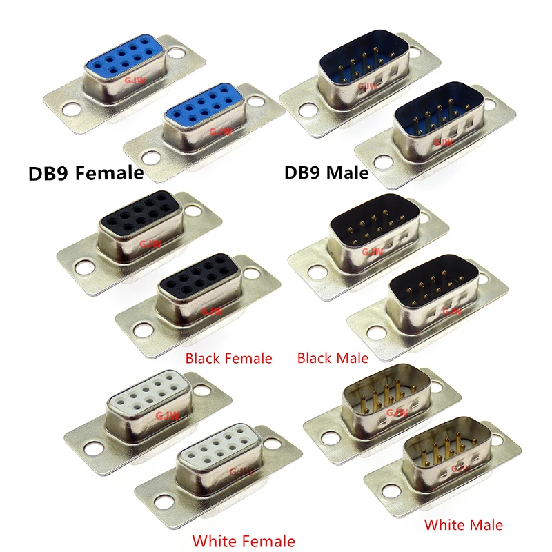 Conector de puerto serie de montaje PCB DB9 macho hembra, conector de soldadura tipo d-sub RS232 COM, adaptador de 9 pines para PCB, 10 Uds.