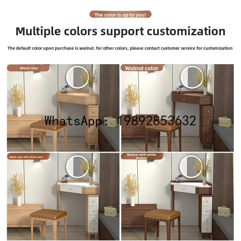 

A5-11 Solid Wood Corner Dressing Table Oak Combination Storage Makeup Table Bedroom with Light Makeup Desk
