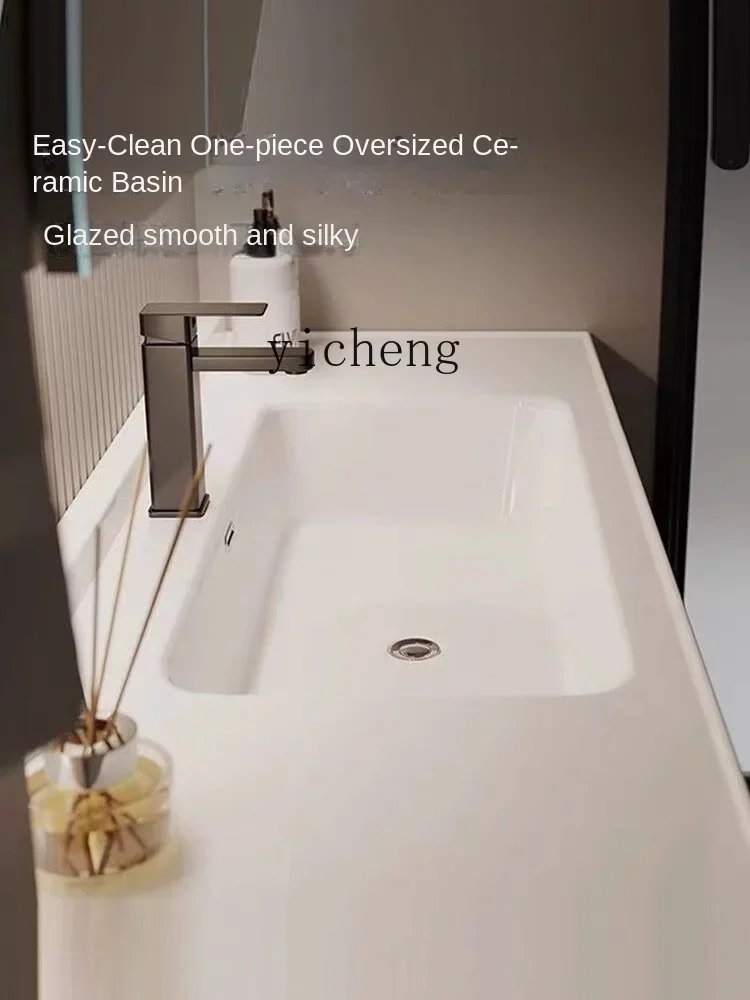 bathroom cabinet combination intelligent integrated ceramic bathroom light luxury simple washing table washbasin