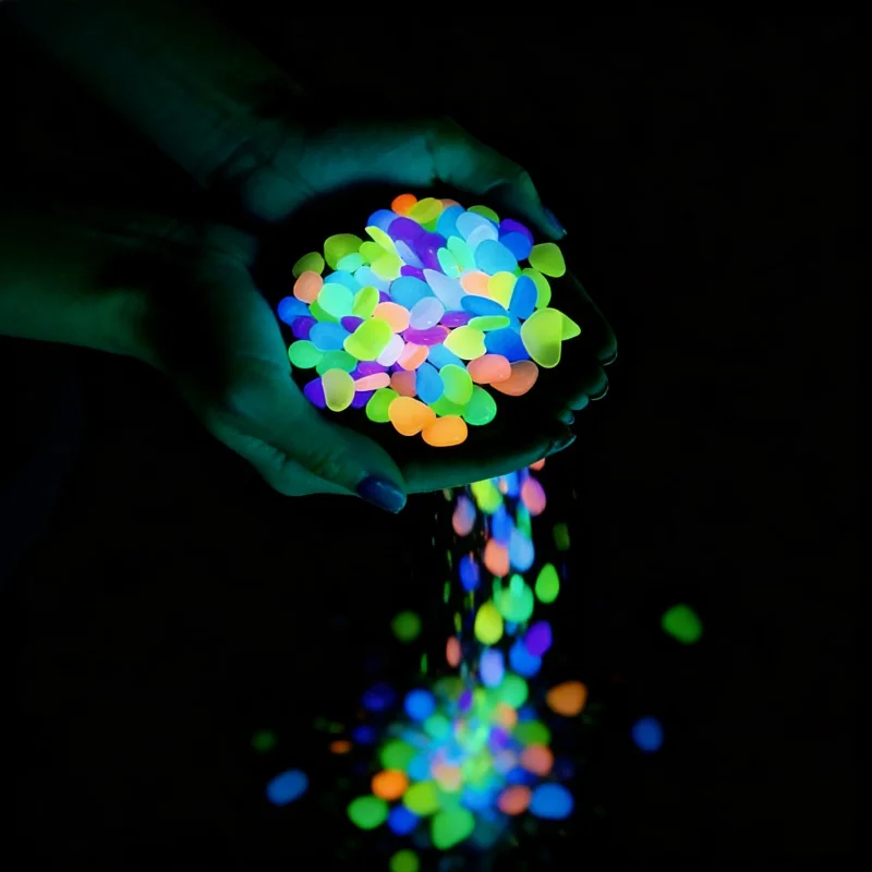 

Светящиеся полимерные камешки 100-500 шт. Светящиеся камни для садовых дорожек, цветочных горшков, парков, аквариумов, декоративного ландшафтного освещения