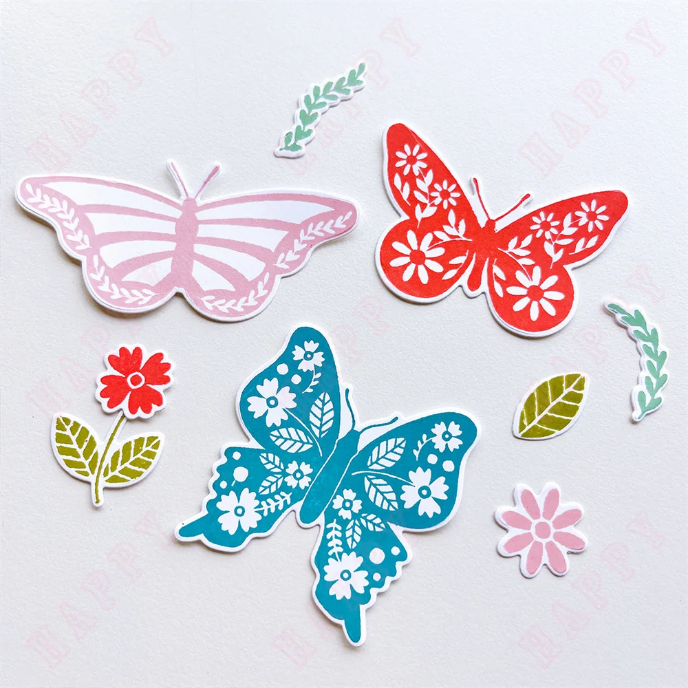 Mommy & Me Metal Cutting Dies Stamps for DIY Craft Making Greeting Card Scrapbooking Flourished Butterflies Woodland Wreath New