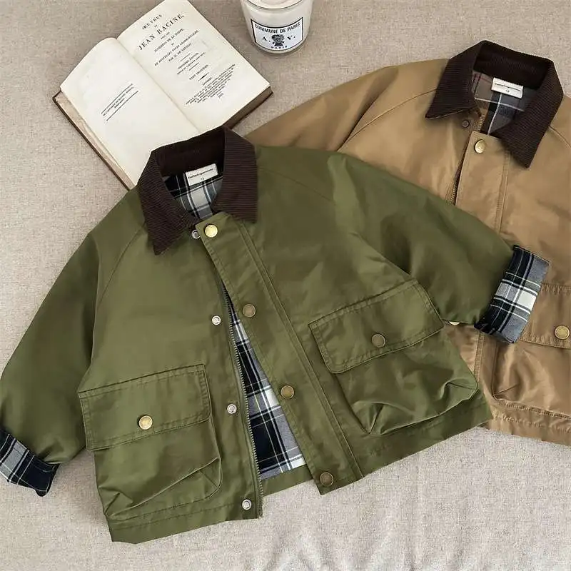 2026 UNITIM Frühling Herbst Kinder Jungen Jacke Kariert mit Taschen Langarm Kleinkind Jungen Oberbekleidung Mantel Kinder Jungen Jacke – Detail 17