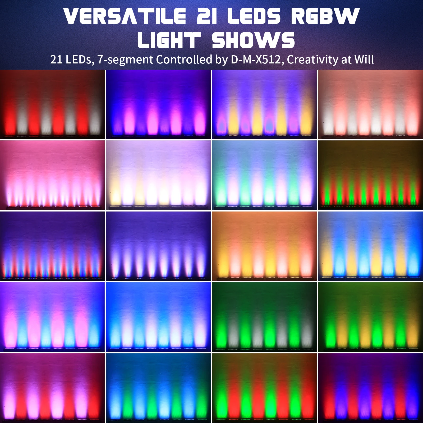 Yiflamefly 2Pcs RGBW LED Strobe Lights and Wash Light DJ Disco Lights Flash Lighting DMX512 Control for Wedding Birthday Party