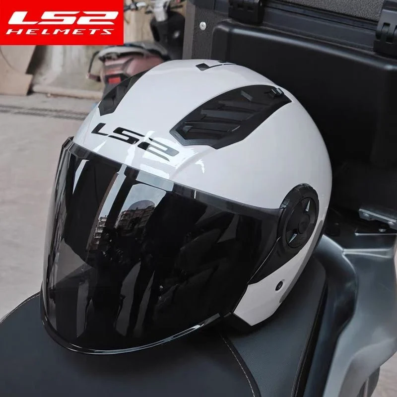 LS2 Motorcycle Helmet Men Women Locomotive Four Seasons Electric Vehicle Half Helmet Scooter Three-quarters Free Bluetooth OF616