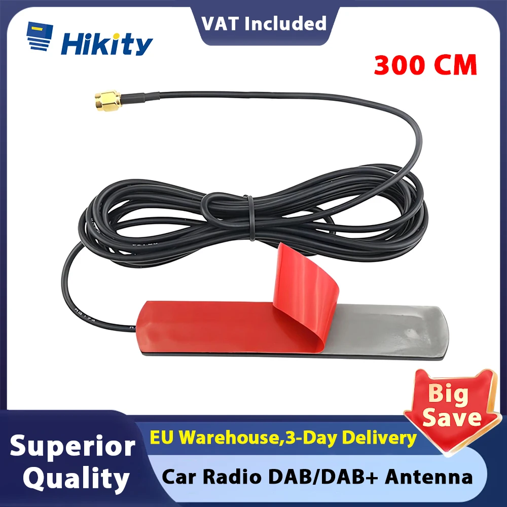 Hikity Car Digital Antenna DAB/DAB+ Antenna SMA Plug Adapter Anti-interference Signal Enhancement Equipment for car