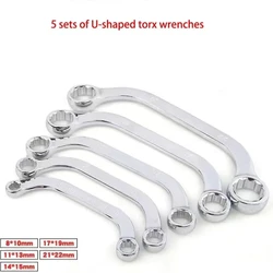 New Universal 5 Pcs/Set 8-10/11-13/14-15/17-19/21-22 mm C-Shaped torx Wrench Set Auto Repair Wrench Tool