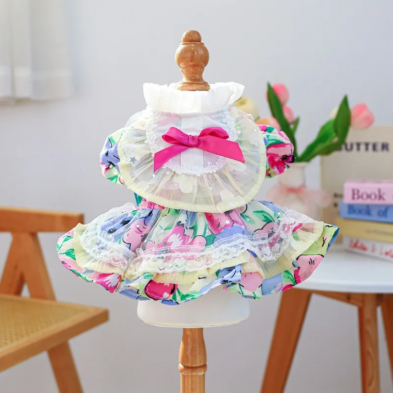 

Весенне-летнее новое платье для собак и кошек, одежда для маленьких щенков, садовое платье Monet, аксессуары для домашних животных