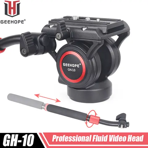 GEEHOPE GH-10 전문 유압 유체 비디오 헤드, 삼각대 모노포드 슬라이더, DSLR 카메라, 캠코더, 파노라마 헤드 하중 10kg