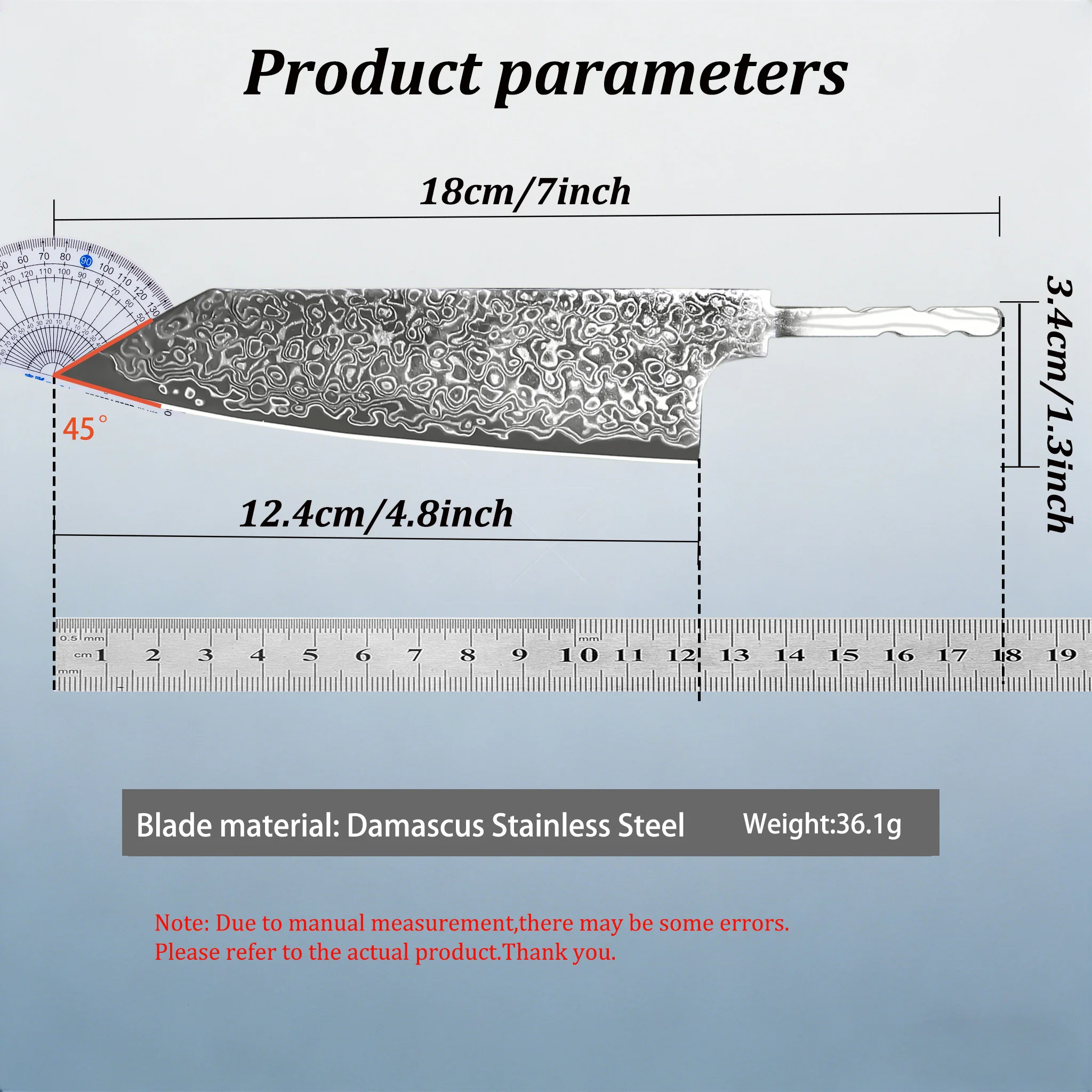 New Damascus Steel Kitchen Knife Blank Blade No Handle Blade Replacement Blade Household Cooking DIY Enthusiasts Kitchen Tool