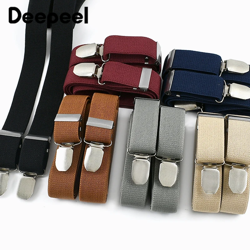 1Pc Deepeel 2.5*100cm 남자 4 클립 서스펜더 성인 조정 탄성 하네스 Y 형 와이드 스트랩 Jockstrap 서스펜더 DIY 액세서리