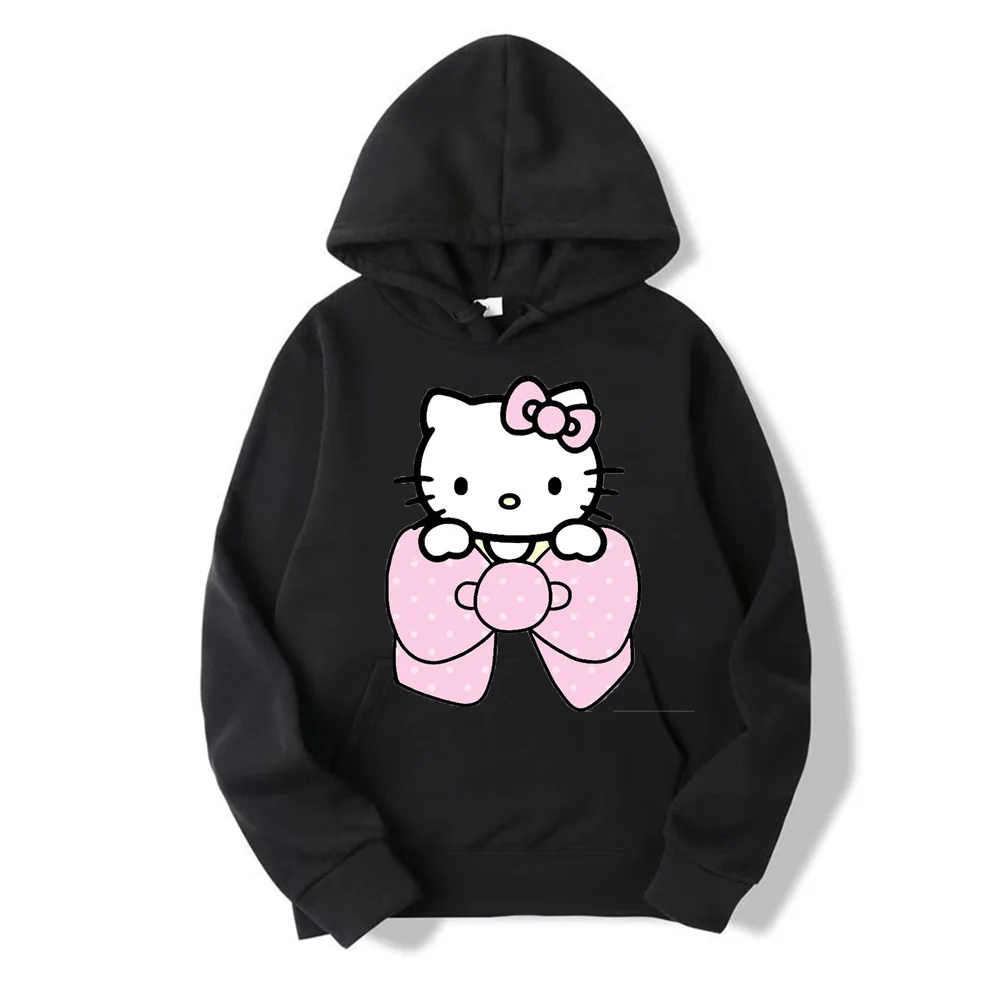 Moletom anime Hello Kitty feminino e masculino, pulôver kawaii rosa, com capuz grande, casual, nova moda, primavera, outono, 2022