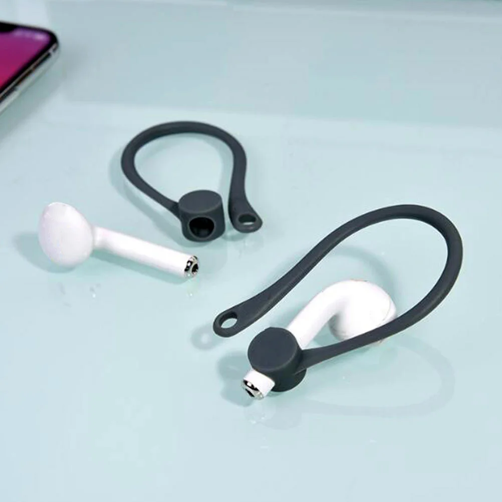 

2 Pairs Grey Protective Earhooks Tpu Silicone Anti-Lost Earphone Holder Sports Cycling Secure Fit For Wireless Headphone