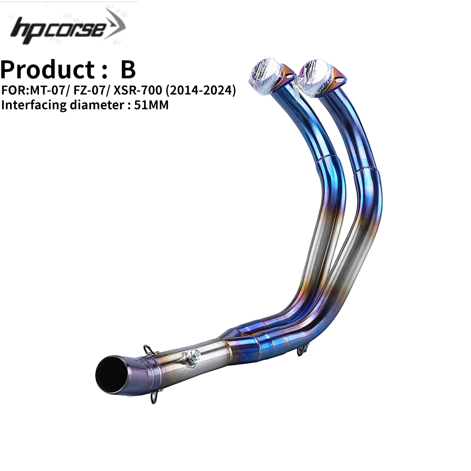 

For Yamaha MT-07 FZ-07 MT07 FZ07 XSR700 2014-2023 Motorcycle Exhaust Front Pipe Muffler System Escape