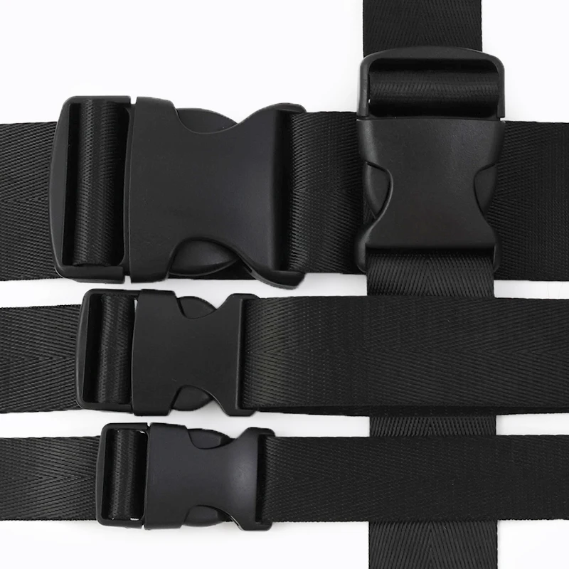 

1-5Sets Bag Buckle Strap Fastener Accessories 20-50mm Plastic Detach Buckles+Black Nylon Webbing Side Carabiner Clips Hook